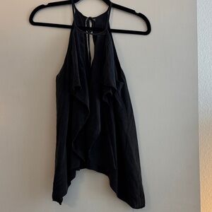 BCBGMaxAzria Black Ruffle Halter Blouse